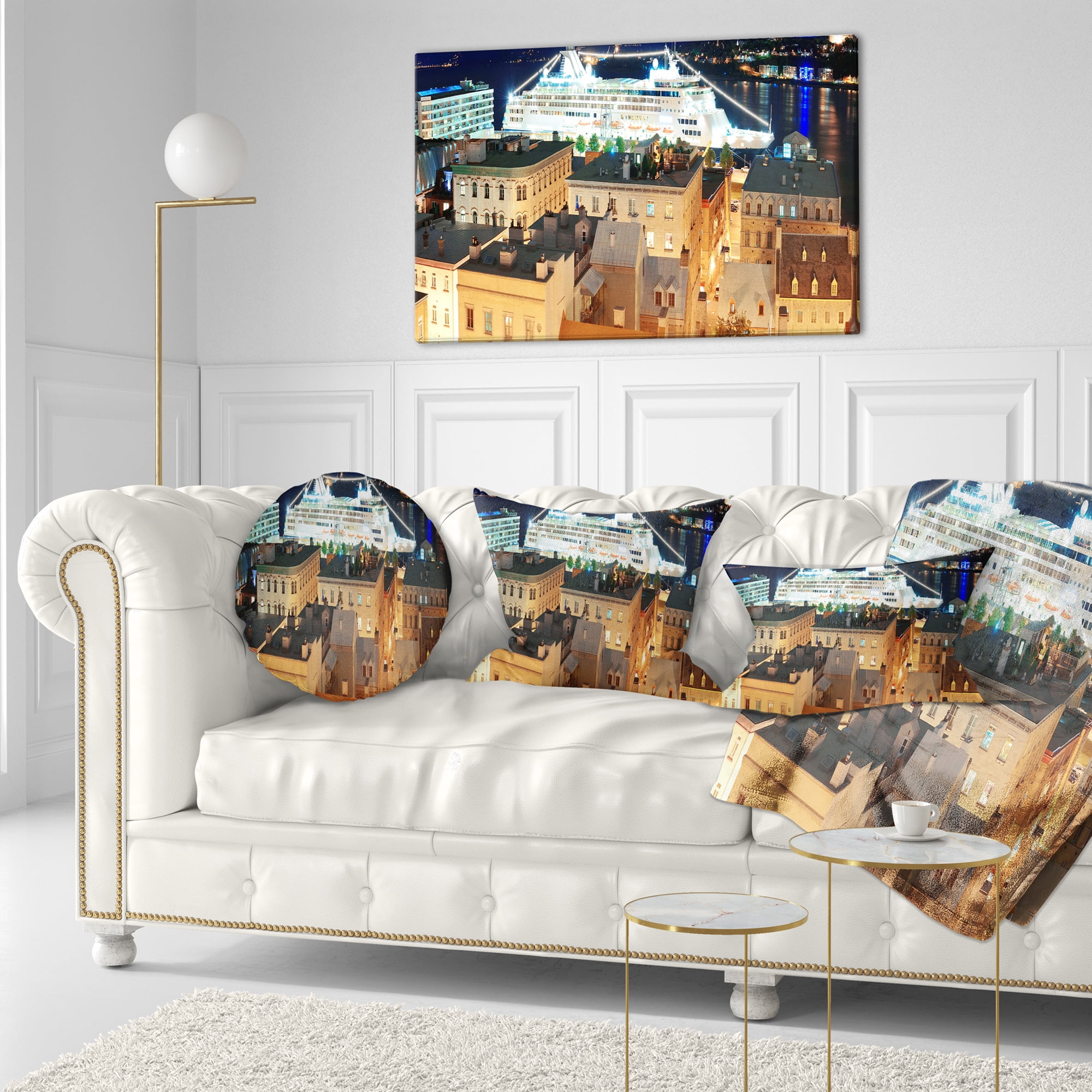 Designart Quebec City - Cityscape Photo Throw Pillow - 12x20