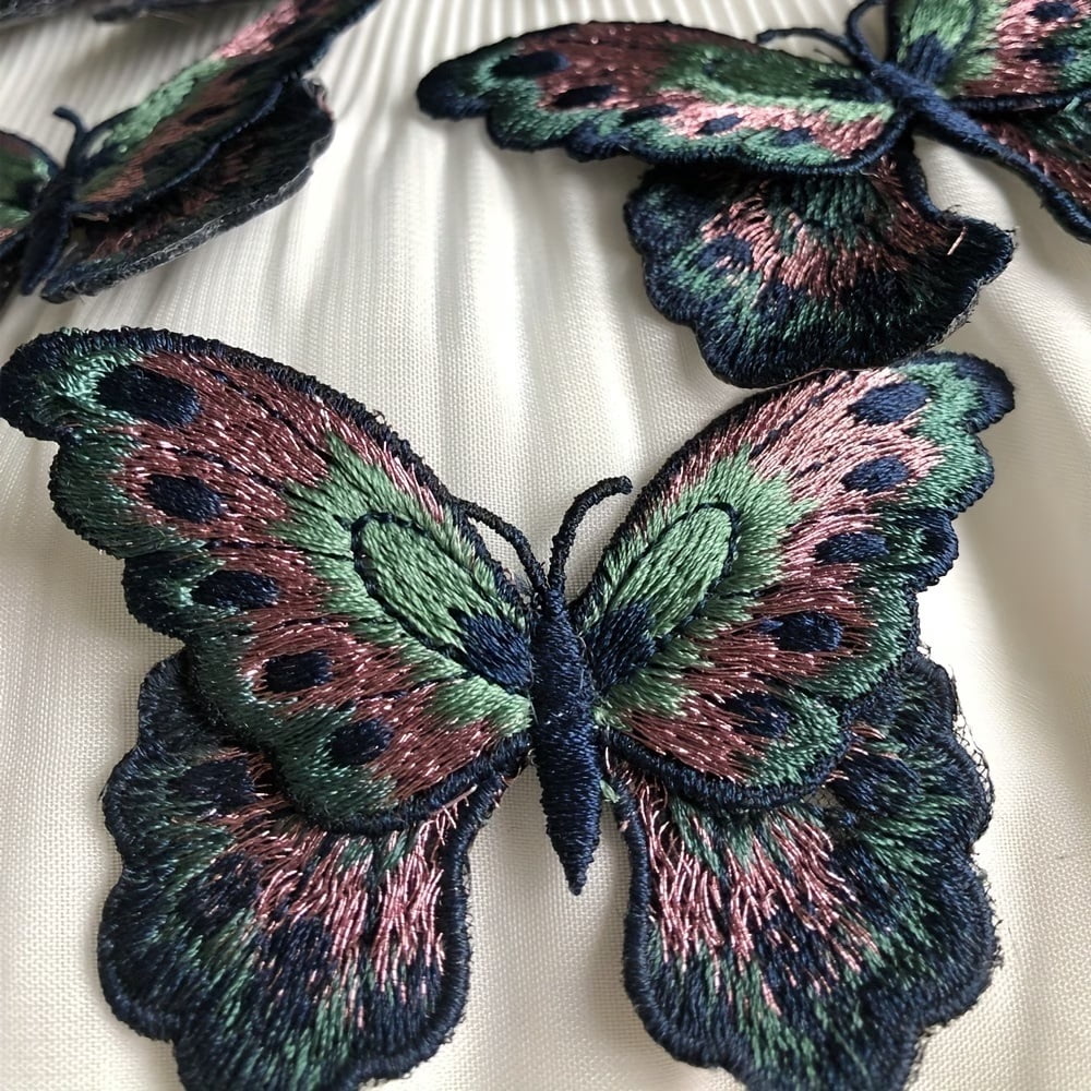 3pcs Colorful Butterfly Embroidered Applique - Double Layer Water Soluble Sew On Embroidery Patch for Clothing, Skirts, Shoes, and Hats - Decorative Sewing Accessories