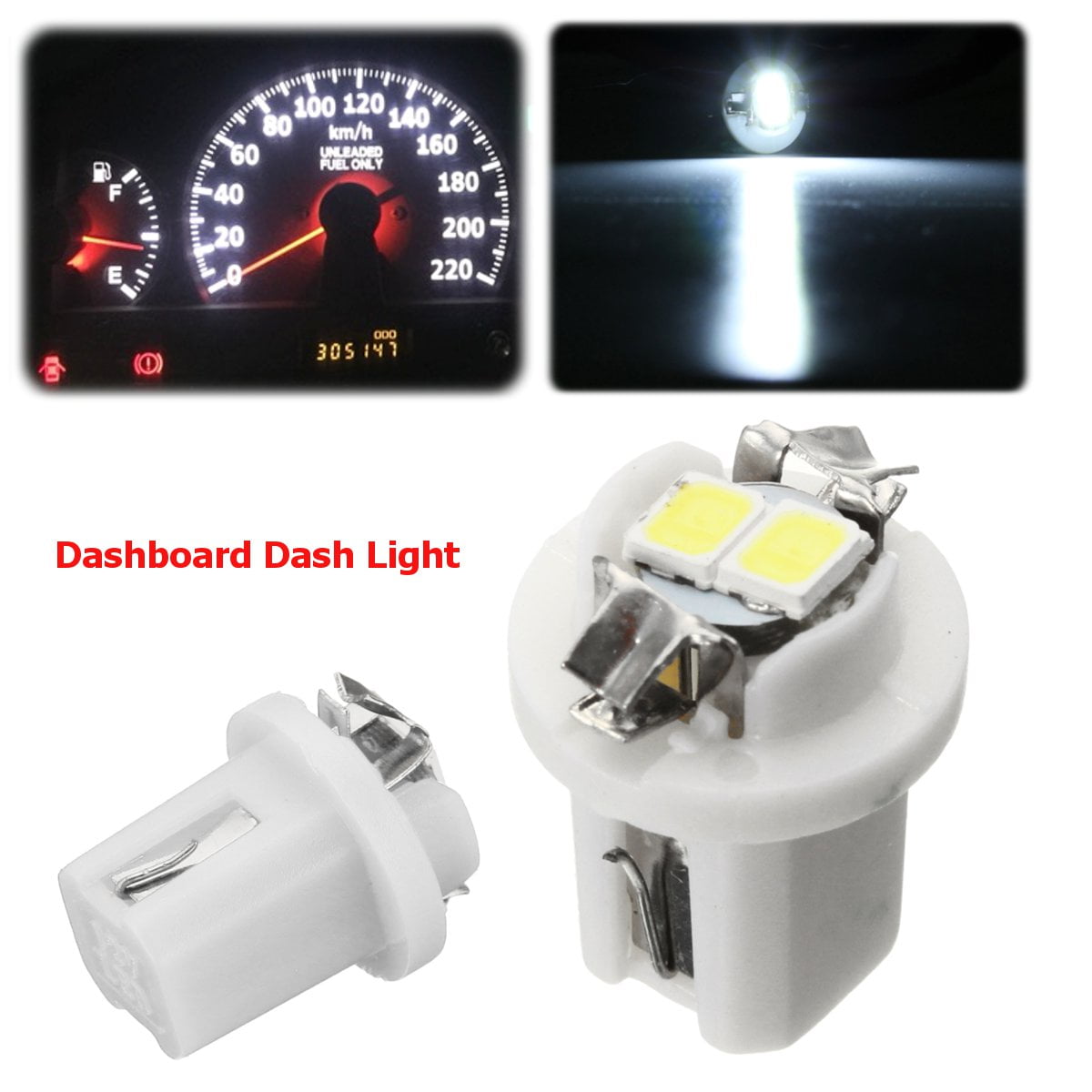10 X White T5 1 COB LED Dash Board Wedge Gauge Cluster Car Gauge Light Bulb LDUK