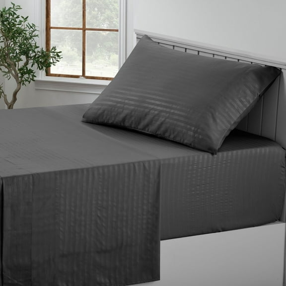 Lux Decor Collection Twin Sheets Set - 3 Pc Bed Sheets for Twin Size Bed, Microfiber Deep Pocket Bedding Sheets & Pillowcases - Dark Gray