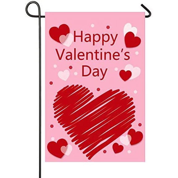 Happy Valentine Garden Flag 12x18 Valentine's Day Outdoor Garden Party Supplies