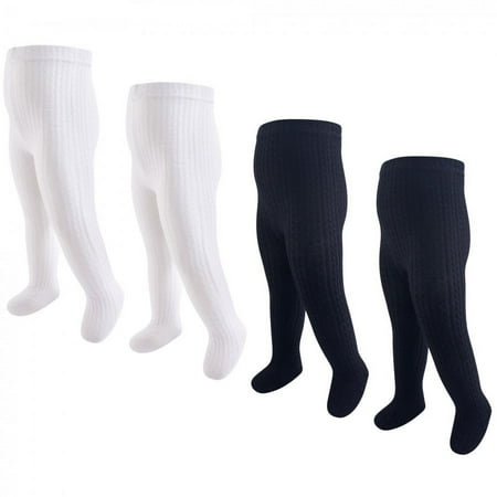 UPC: 0660168540994 | Hudson Baby Infant and Toddler Girl Cotton Rich Tights  Black White Cableknit  0-9 Months