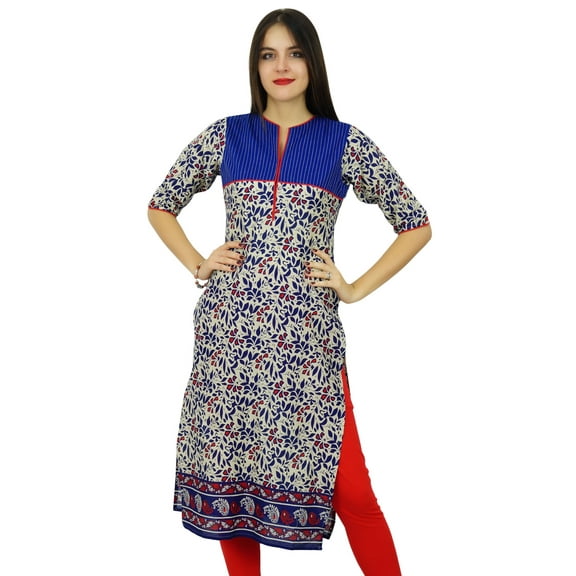 Bimba Womens Straight Cotton Kurti Printed Ladies Kurta Indian Ethnic Casual Clothing