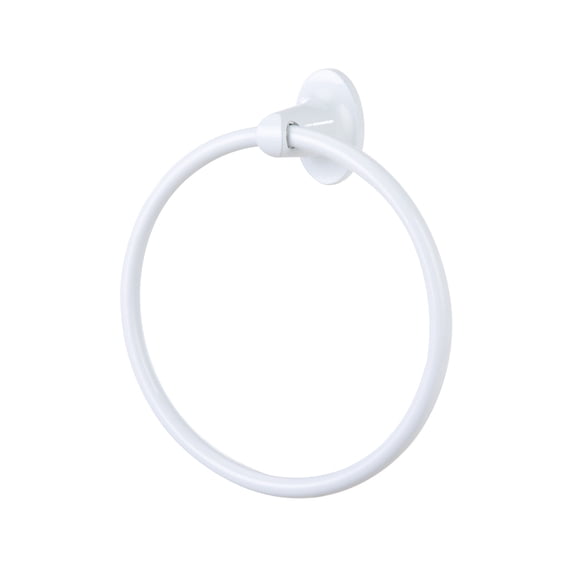 Mainstays Oval Style Steel Wall Mount Towel Holder Ring, White, Vertical Orientation