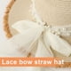 thumbnail image 3 of 52-54cm circunferencia del sombrero borde de la hierba rota para niños sombrero de paja de verano salida superior plana sombrero de sol perla arco sombrilla sombrero de playa, Beige, 3 of 5