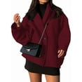 thumbnail image 3 of Female Trench Coat Long Sleeve Lapel Casual Jackets Winter Outerwear Wine Red XS, 3 of 9