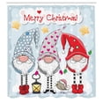 thumbnail image 3 of Ambesonne Christmas Shower Curtain, Xmas Composition Gnomes, 69"Wx84"L, Pale Blue Multicolor, 3 of 5