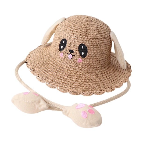 Gorro de conejito para bebé, gorro de playa, portátil, de verano, para exteriores, para bebés y niños pequeños. Caqui