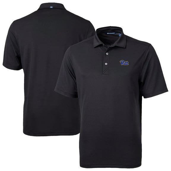 Men's Cutter & Buck Black Pitt Panthers Virtue Eco Pique Recycled Polo