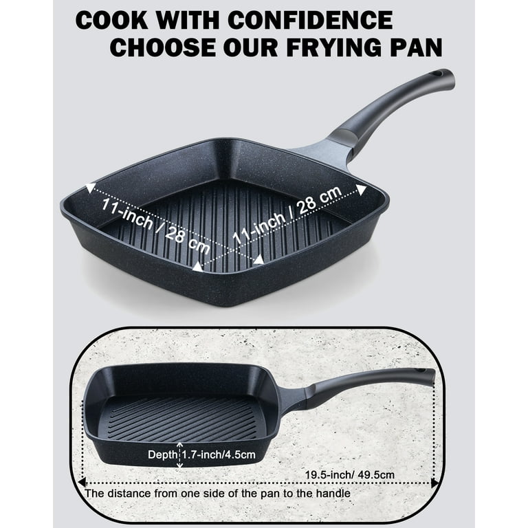 Copper Chef Non-Stick Square Fry Pan 5-Piece Set, 8 Inch Griddle Pan, 9.5  Inch