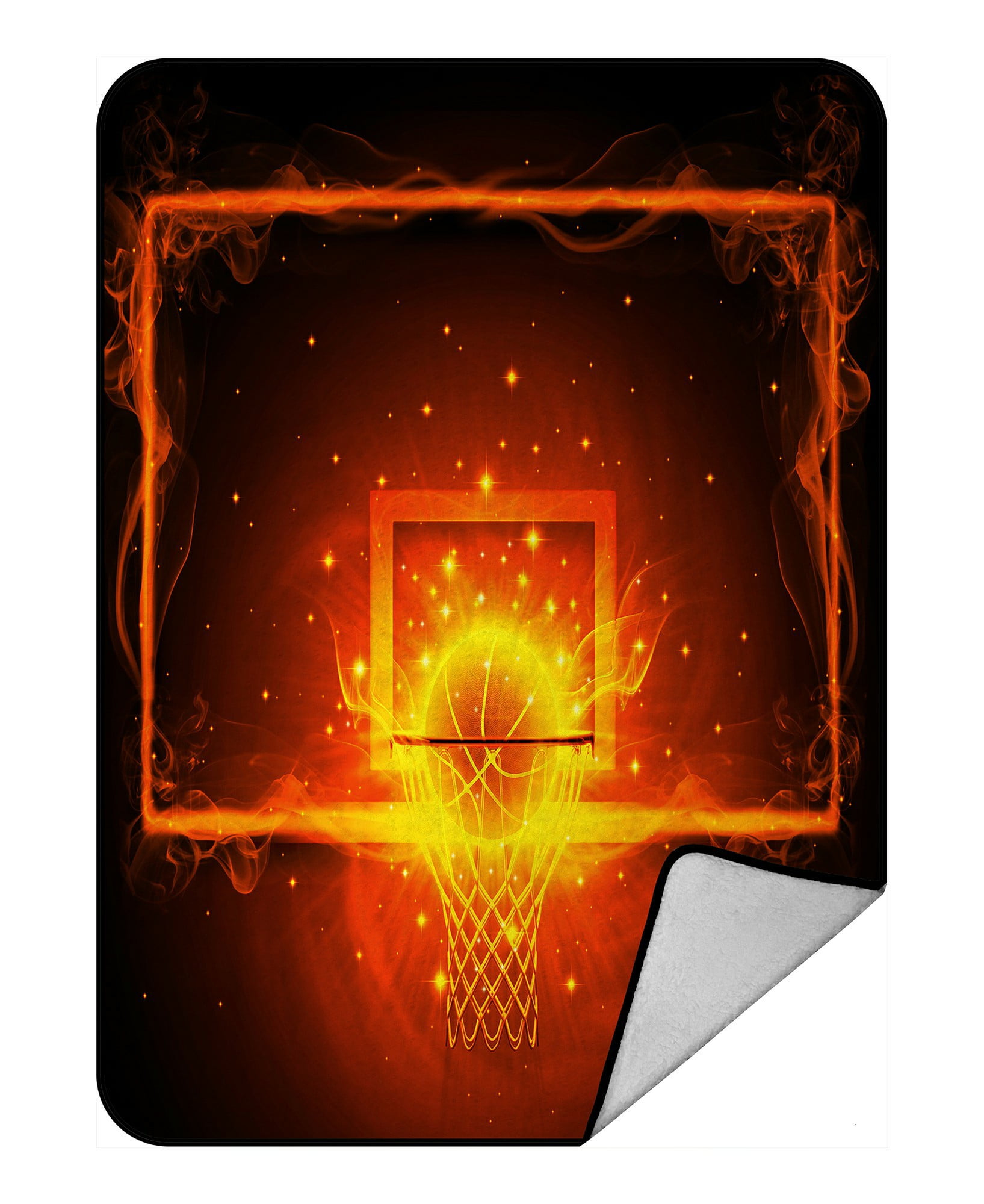 ABPHQTO Basketball Hoop Fleece Blanket Fleece Back Throw Blanket 58x80
