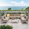 thumbnail image 2 of Melissa Outdoor Aluminum U-Shaped Sofa Sectional and Table Set, Silver and Khaki, 2 of 17