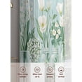 thumbnail image 6 of Spring Floral Sheer Curtains 96 Inch Length 2 Panels Set, Summer Daisy Tulip Flowers Teal White Voile Window Treatment Semi Sheer Long Curtains Drapes for Bedroom/Living Room/Kitchen 52"x96"x2, 6 of 7