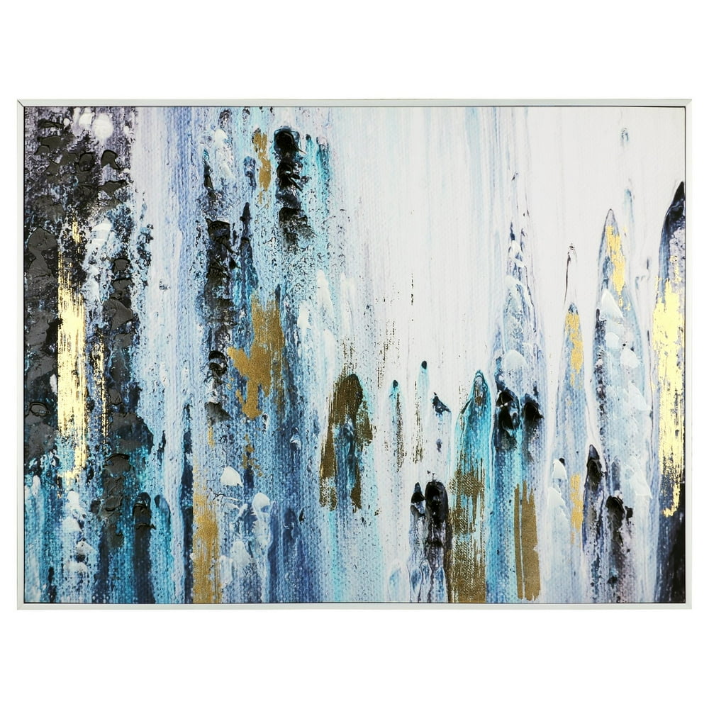ArtMaison Canada Blue Abstract II Hand Embellished Wrapped Canvas Wall