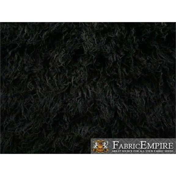Faux Fur Long Pile Curly Fabric ALPACA BLACK / 60" Wide / Sold by the Yard