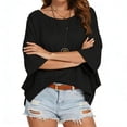 thumbnail image 2 of AnuYalue Womens Tshirts 3/4 Sleeve Drop Shoulder Crew Neck Tops Loose Fit Summer Casual Basic Tee Shirts, 2 of 5