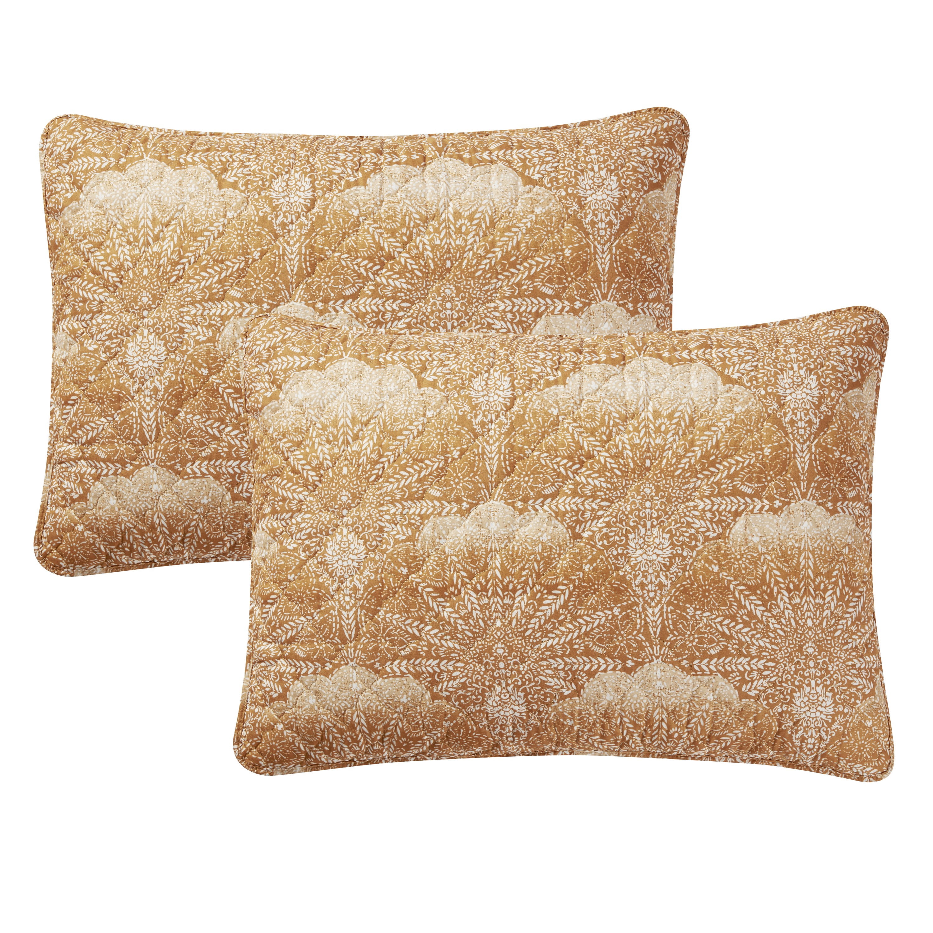 Indigo Ink Panther Bohemian 3-Piece Gold Spice Ombre Medallion Quilt Set, King
