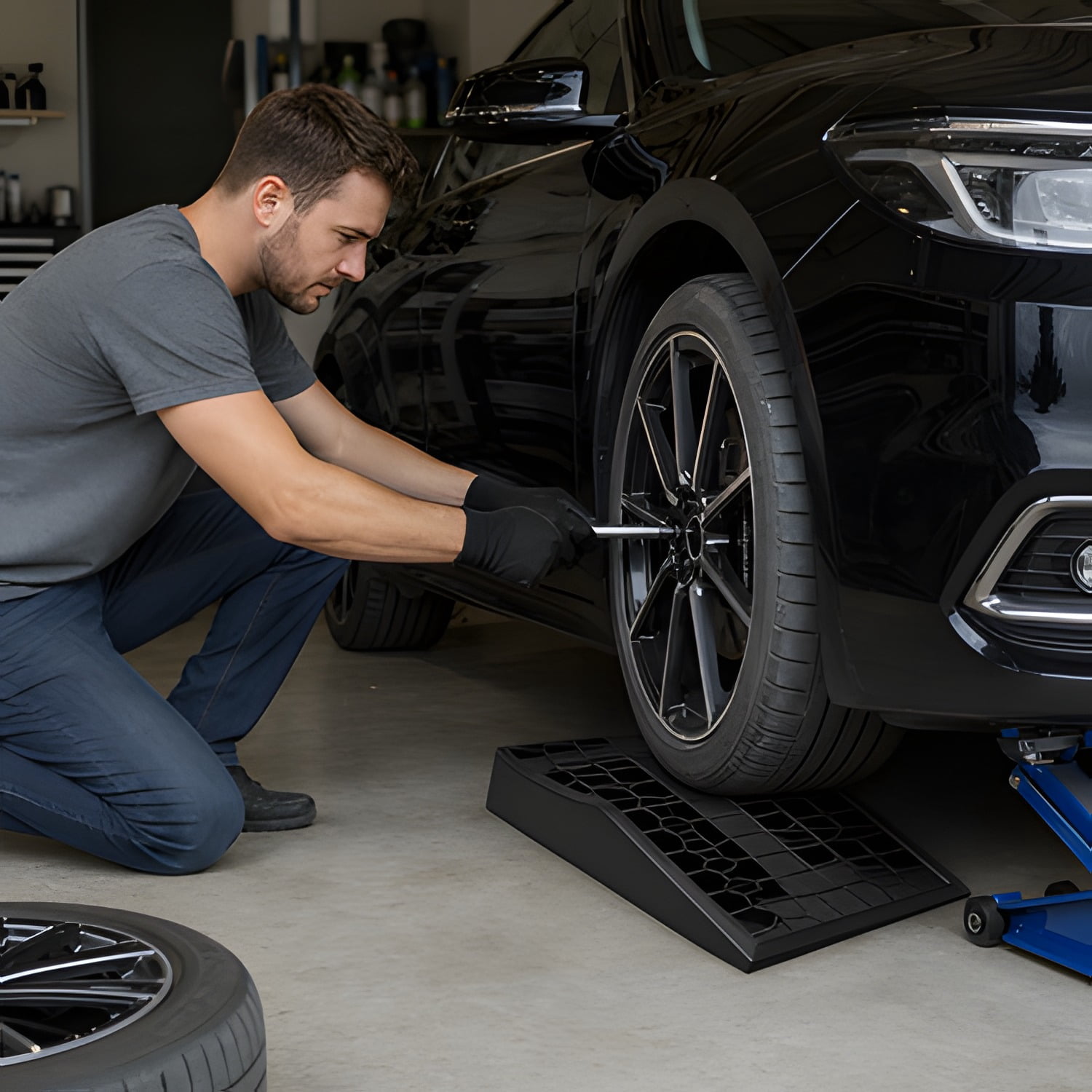 Car Ramps, 2 PCS 20000 lbs GVW Capacity, 2.6 in Lift Height, Portable Low Profile Car Service Ramps for Home Garage Maintenance & Oil Changes, Heavy Duty for Low Chassis Vehicle & Support Jack