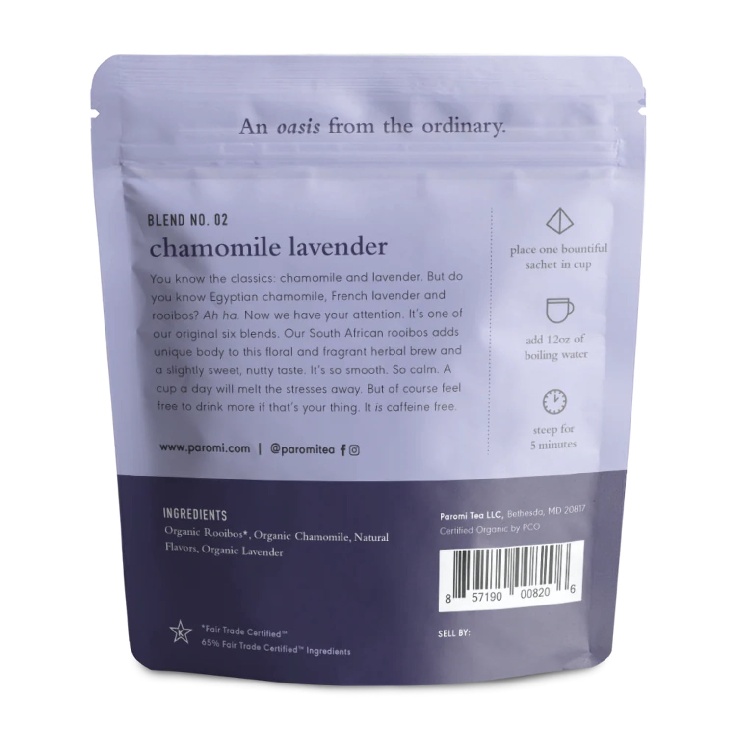 Paromi Tea, Chamomile Lavender, 15 Ct