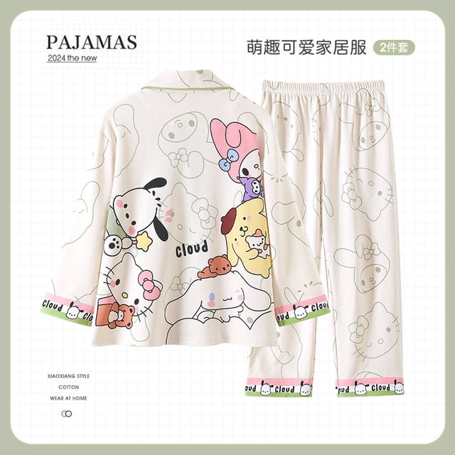 Pijamas para niños Mujer Manga Larga Algodón Puro Niñas Primavera y Otoño Princesa Madre e Hija Conjunto de Ropa para el hogar para bebés Otoño y Verano Niños medianos y Mayores