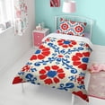 thumbnail image 4 of Red and Blue Pioneer Flower Modern Art Geometric Duvet Cover and Pillowcase Set for Single Bedding, Bedroom Accessories for Kids Teens, 4 of 5