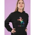 thumbnail image 2 of Rainbow Watercolor Unicorn Hoodie Women -Image by Shutterstock, Female 3X-Large, 2 of 4