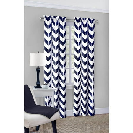 Mainstays Chevron Polyester Cotton Curtain Panel Pair Walmart Com