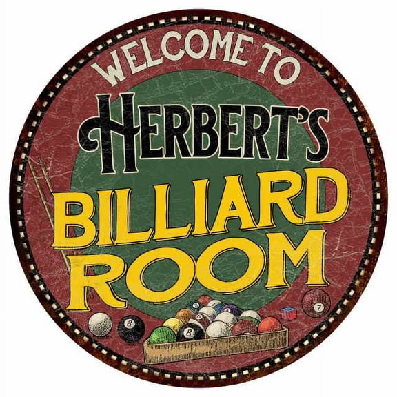 Herbert's Billiard Room 14" Round Metal Sign Kitchen Wall Decor 100140033410