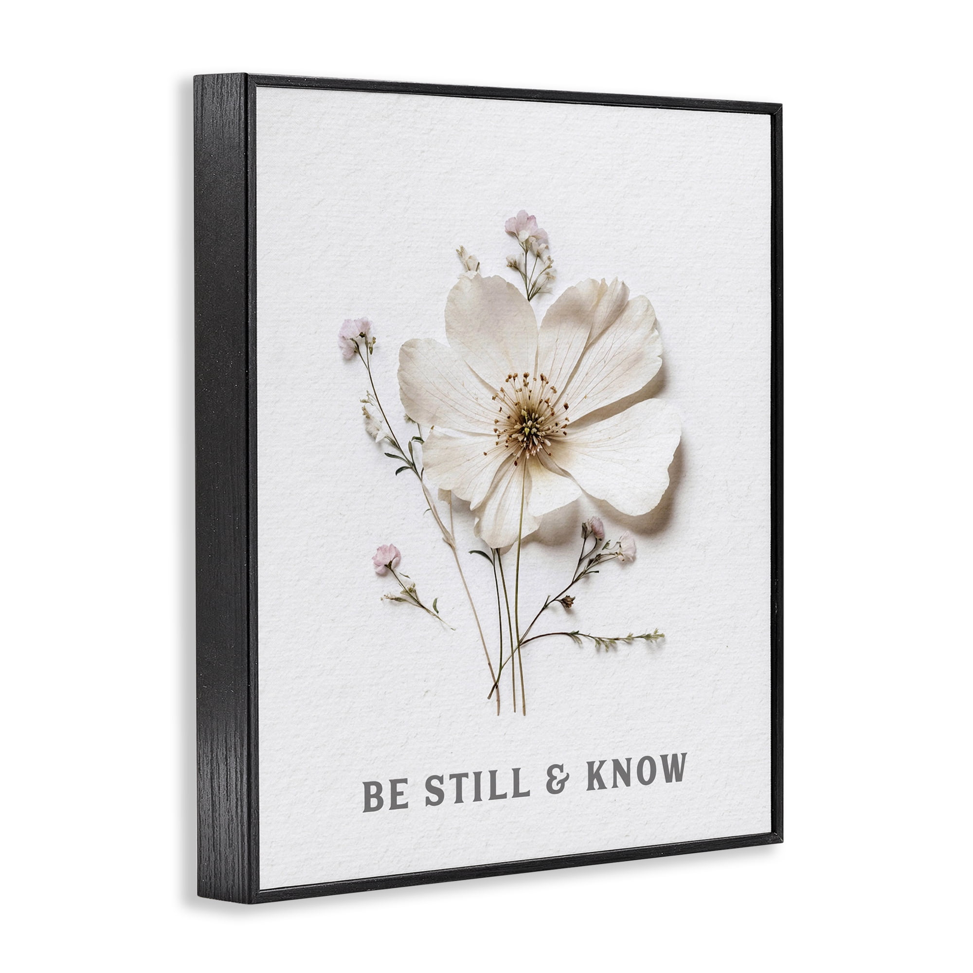 Be Still & Know Pressed Flowers Black Framed Giclee Art, design by Lettered and Lined