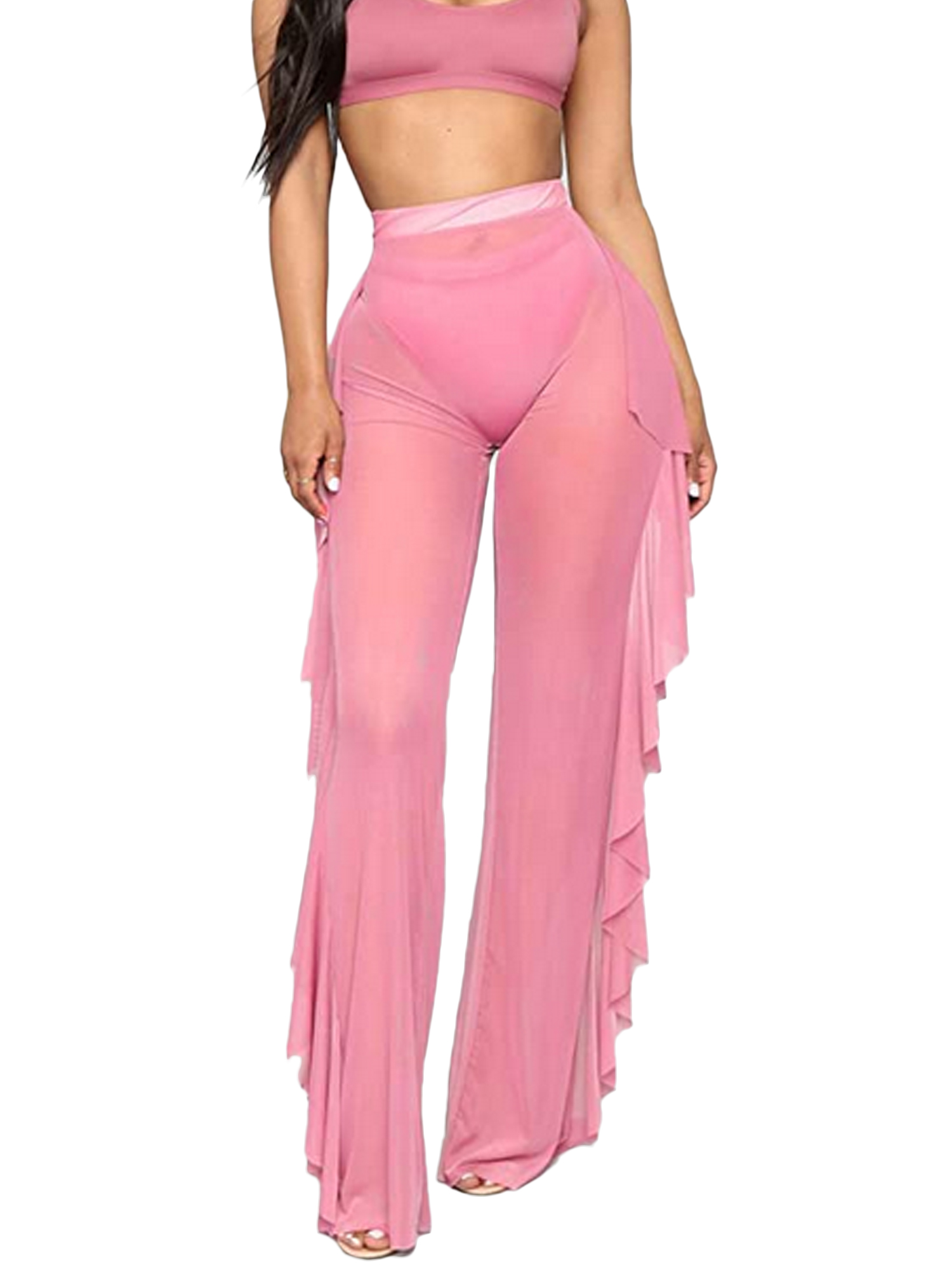 RUEWEY Women See-through Pants Bikini 
