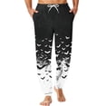 thumbnail image 2 of Domuza Halloween Pajama Pants for Men Casual Stretch Waist Drawstring Jogger Pj Pants Novelty Horror Print Comfy Soft Home Trousers Black M, 2 of 6