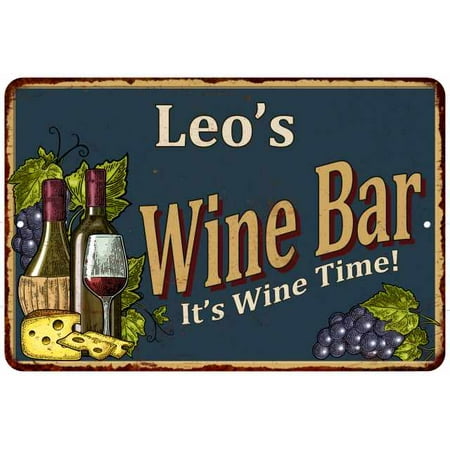 Leo's Wine Bar Personalized Green Sign Rustic Decor 8 x 12 High Gloss Metal