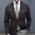 thumbnail image 3 of Joernso Men Suit Coat Lapel Long Sleeve Slim Fit Suit Jacket with Pocket Plaid Print Retro Style Business Outerwear, 3 of 8