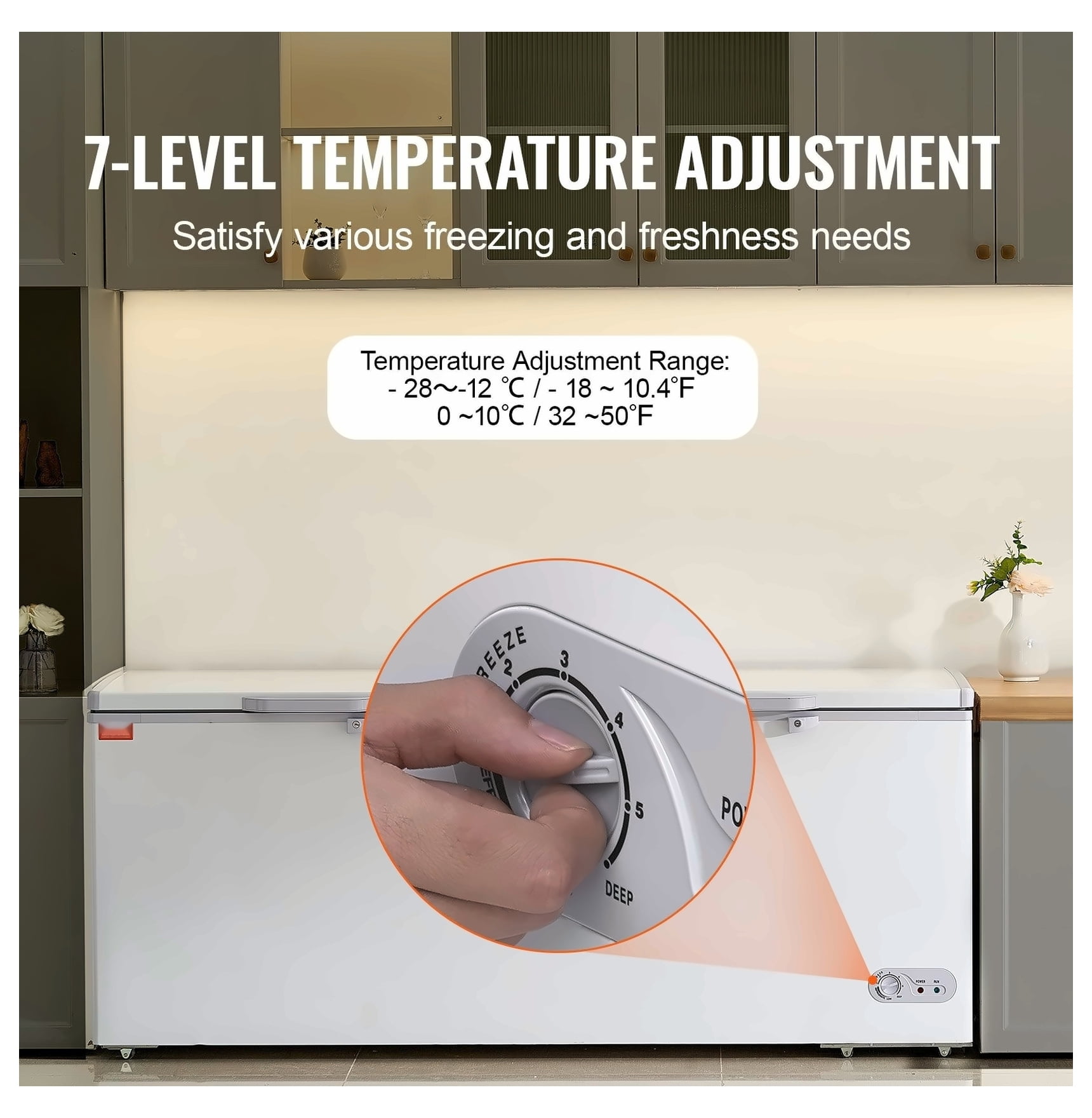 Chest Freezer 19.8 Cu.ft Large Deep Freezer with Baskets - Commercial Freestanding Freezer, Adjustable Temp, LED Light, 6 Wheels - Food Preservation