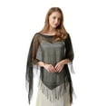 thumbnail image 6 of Fjuchai Women's Poncho Cape Hollow out Bikini Blouse Cloak Long Sleeve Beach Fringe Hem Crochet Beach Cover Ups Tops Poncho Cape for Women's, 6 of 9