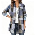 thumbnail image 2 of Aboser Button Down Long Shirts for Women Retro Plaid Jacket Roll Up Long Sleeve Jackets Lightweight Casual Shacket Loose Fitted Collared Shirt Blouses, 2 of 6
