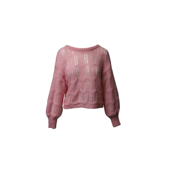 Pre-Owned Love Shack Fancy Vyoma Cable Knit Top in Pink Alpaca Wool