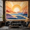 thumbnail image 6 of Golden Sun Over Coastal Hills, Peaceful Mid-Century Modern for Nature Lovers, Graphic Landscape Art, Housewarming Gift, Tapestry Wall Hanging for Living Room and Bedroom, 6 of 7