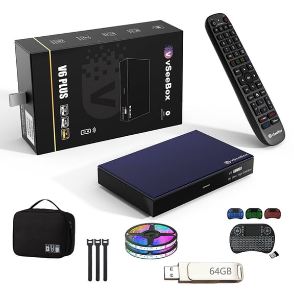 Vseebox V6 Plus Version Voice Control, Android 14, 4GB RAM 64GB Storage, Wi-Fi 6,8K HDMI