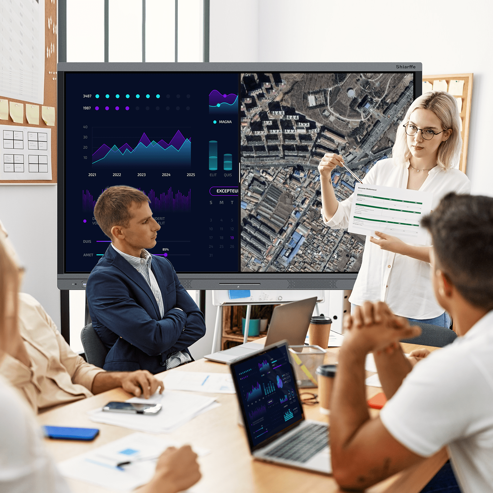 Shiarffe X5 Pro Smart Board 55" Google EDLA-Certified Digital Whiteboard, 4K Touchscreen Interactive Display for Classroom Office Hybrid Work Home, Dual-System Support