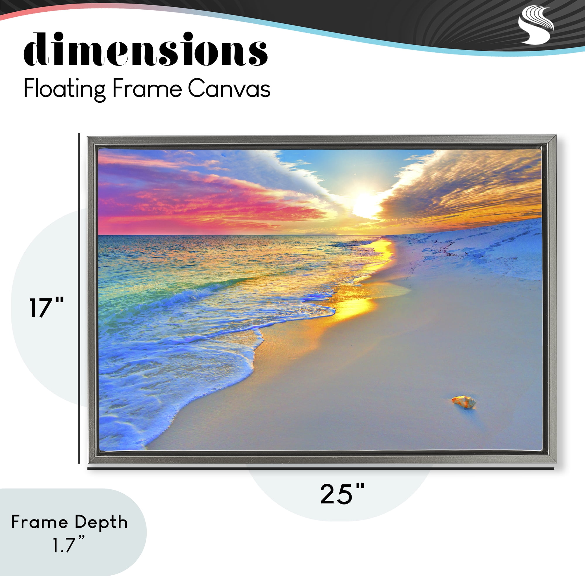 Stupell Industries Prismatic Rainbow Sunset Beach Gray Framed Floater Canvas Wall Art, design by Eszra Tanner