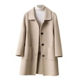 thumbnail image 4 of Mid Length Coat With Notch Lapel Button Front Pockets Long Sleeve Winter Outerwear For Cold Weather, 4 of 4