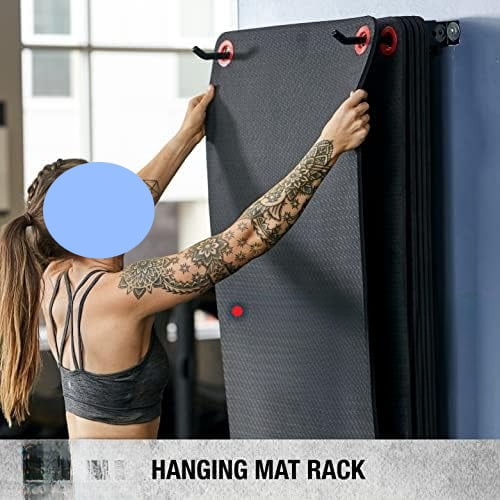 Hanging Exercise Mat, Fitness & Yoga Mat for Group Fitness Classes, Commercial Grade Quality with Reinforced Holes Black
