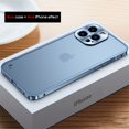thumbnail image 1 of Funda de marco de Metal galvanizado de lujo para iPhone 11, 12, 13, 14 Pro Max, 12, 13, Mini, 14Plus, placa trasera acrílica esmerilada, 1 of 4