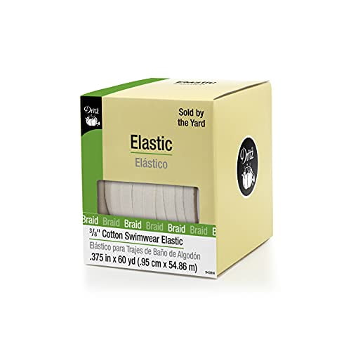 Dritz 9438N Maillot de Bain en Coton Tressé Élastique, Naturel, 3/8 Pouce par 60 Yards, Blanc