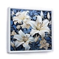 thumbnail image 2 of Designart "Charm Of Pure White And Blue Lilies III" Lilies Floater Framed Wall Art Living Room, 2 of 5