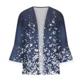 thumbnail image 4 of Sevevn Cardigan Sweaters for Women Women's Fashion Print 3/4 Sleeve Flared Cuffs Lace Linen Cardigan Summer Clearance Multicolor L, 4 of 5
