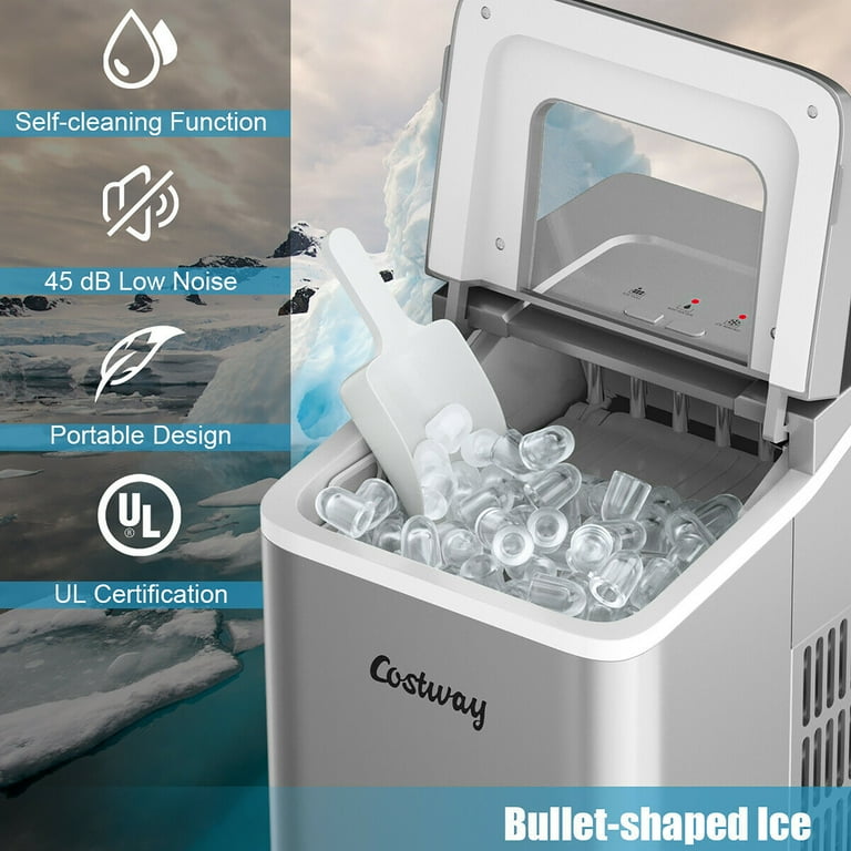 Costway Portable Countertop Ice Maker Machine 44Lbs/24H Self-Clean w/Scoop Navy