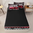 thumbnail image 4 of Castle Fairy Bold Red Sports Car Zipper Twin Comforter Sets with Fitted Sheet and 2 Pillowcases,Vivid Speedometer Tire Zipper Bedding Set,Red Black White,4-Piece,Black Reversible, 4 of 6