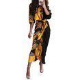thumbnail image 1 of VISgogo Vestido Casual para Mujer, Color Sólido/Rayas/Contraste de Color Impreso Manga Larga Cuello en V Vestido Largo VISgogo moda, 1 of 9
